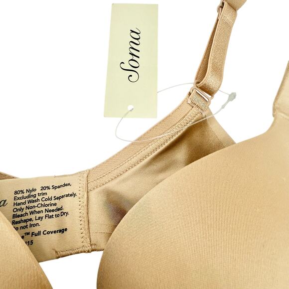 Soma Enhancing Shape Full Coverage Bra Soft Tan Size 34B New - Picture 3 of 7